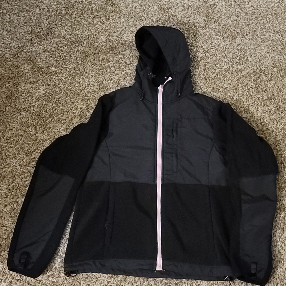 Women's Black Mountain Fog Fleece Jacket With Hood Size Small